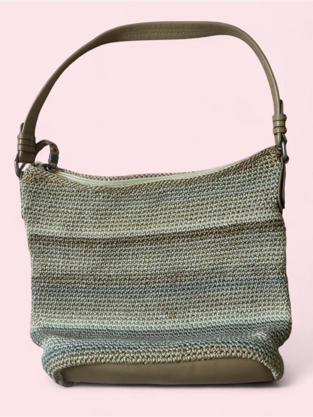 Woven Shoulder Bag in Olive Green